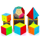 Coolzon Speed Cube Set,Puzzle Cube, 6 Pack Magic Cubes 2x2x2 3x3x3 4x4x4 Pyraminx Megaminx Skewb Smoothly Stickerless Magic Cubes Puzzle Cube Toy for Kids & Adults