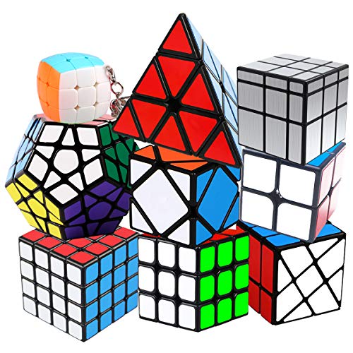 Speed Cube Set, Puzzle Cube,9 Pack Magic Cubes Pyraminx Pyramid +