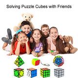 9 Pack Speed Cube Set Pyraminx Pyramid + 2x2 + 3x3 + 4x4 + Megaminx + Mirror + Mini 3x3 + Skewb + Fenghuolun Puzzle Cube Toy Gift for Kids & Adults