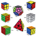 8 Pack Rubix Cube Set3D Puzzle 2x2 + 3x3 + 4x4 + Pyraminx + Megaminx + Mirror + Skewb + Fenghuolun Speed Cube Magic Toys for Kids & Adults