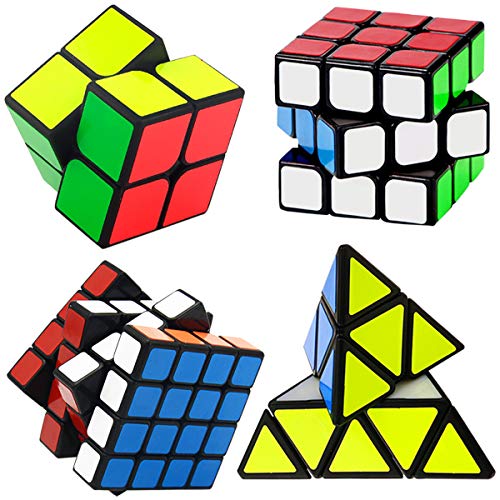 5 Pack Speed Cube Set, 2x2 3x3 4x4 Pyraminx Pyramid Megaminx Puzzle Cube Toy