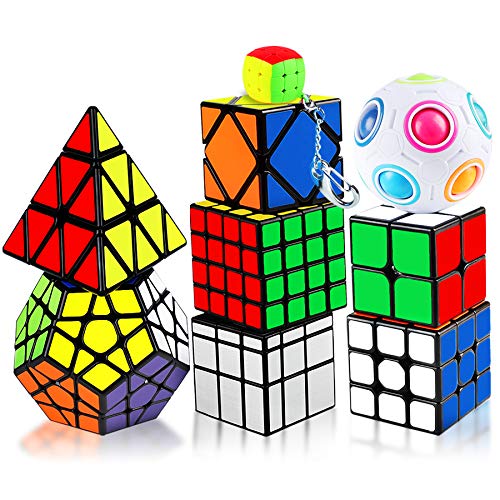 Speed Cube Set, Puzzle Cube,9 Pack Magic Cubes Pyraminx Pyramid + 2X2 + 3X3  + 4X4 + Megaminx + Mirror + Mini 3X3 + Skewb + Fenghuolun Puzzle Cube