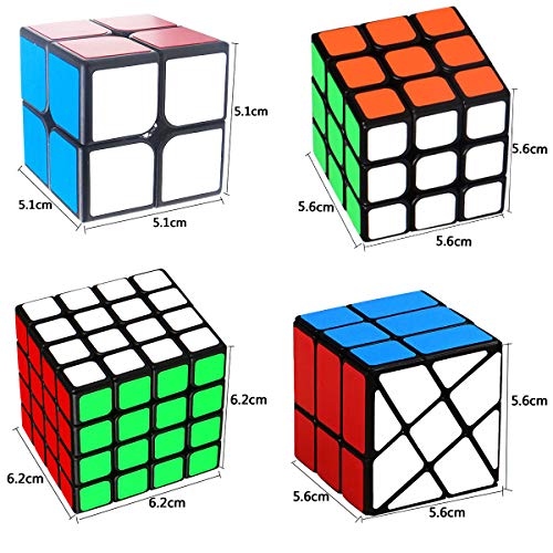 Coolzon 9 Pack Rubix Cube Set, Puzzle Cube Set 2x2 3x3 4x4 Pyraminx Megaminx Mirror Skewb Fisher Bun Cube Keychain, Fast & Smooth Magic Cube