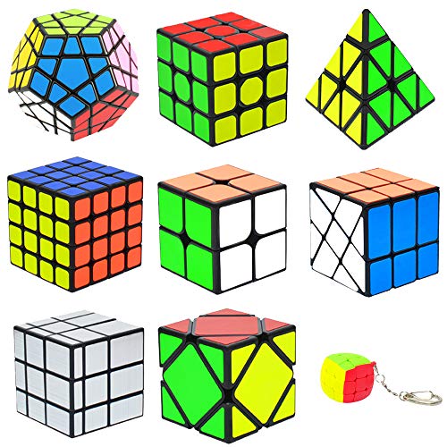 Buy Speed Magic Cube Set 12 Pack, Triangle Pyramid Cube 2x2 3x3 4x4 5x5 Cube  Bundle for Kids, Smooth Sticker Megaminx Dodecahedron Cube + Skew Ivy Cube  + Mirror Cube + Rainbow