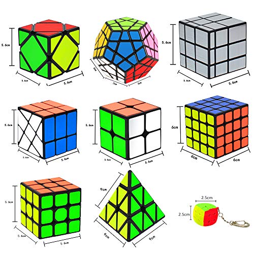Coolzon Speed Cube Set of 9, Puzzle Cubes Bundle, Axis Cube + Fenghuolun +  Megaminx + Mini 3x3 + Mirror + Pyraminx Cube + Skewb + 2x2 + 4x4, Magic