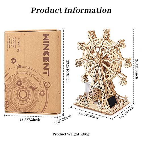 Coolzon Wooden Model Kits 3D Wooden Puzzles for Adults and Kids,Wooden Mechanical Ferris Wheel for Family and Friends,Kids, Teens and Adult Self-Assembly Toy Present(Ferris Wheel)