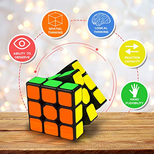 Coolzon 4 Pack Rubix Cube Set, Magic Speed Cube Bundle 2x2 3x3 4x4 Pyraminx Pyramid