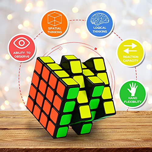 Coolzon Speec Cube Set, 10 Pack Magic Cubes Bundle 2x2 4x4 Pyraminx Megaminx Mirror Fenghuolun Axis Fisher Skewb Keychain Mini 3x3, Easy Turning 3D Puzzle Games Toy for Kids Adults