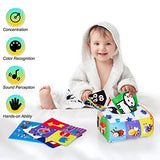 KidsPark Baby Tissue Box Toy, Montessori Sensory Toys 6-12 Months with Crinkle Tissue Papers & Colorful Scarves, Early Learning Educational Toys for Babies Toddlers, White