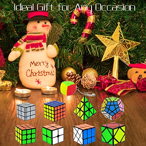 Buy Speed Magic Cube Set 12 Pack, Triangle Pyramid Cube 2x2 3x3 4x4 5x5 Cube  Bundle for Kids, Smooth Sticker Megaminx Dodecahedron Cube + Skew Ivy Cube  + Mirror Cube + Rainbow